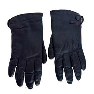 Vintage Leather Driving Gloves Rabbit Fur Lined Black Womens 7 Made in Italy EUC